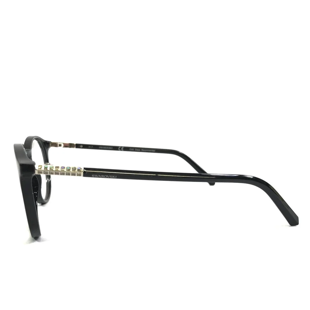 Swarovski Eyeglasses Frames SW5217 001 Black Silver Round Crystals 50-19-140